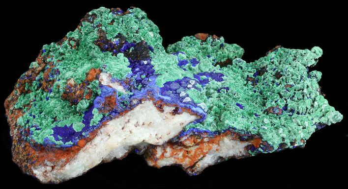 Malachite with Azurite On Quartz - Morocco #38583